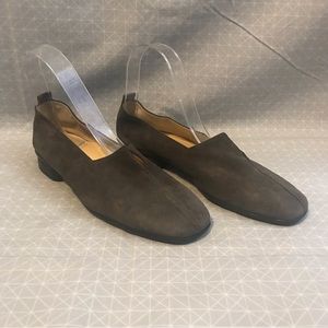 Brunate Italian Suede Split Vamp Loafers in Charcoal 36.5